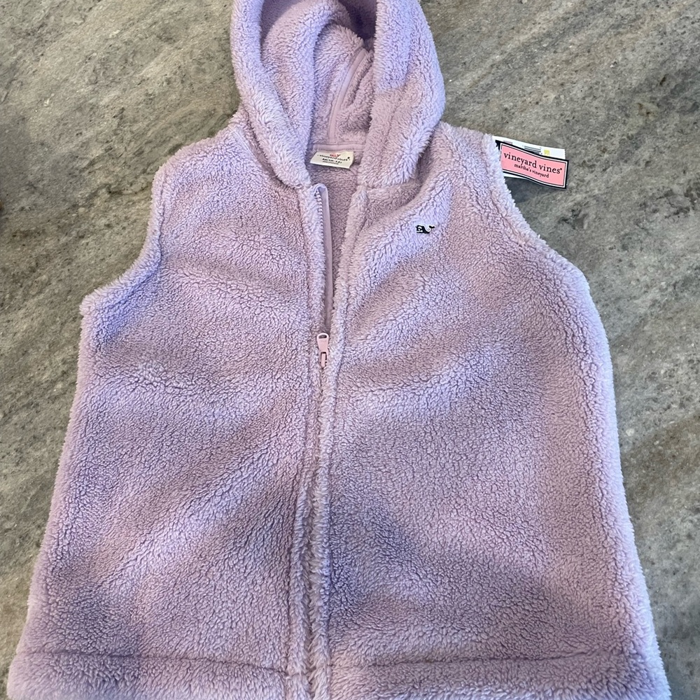Vineyard Vines Lilac Sherpa Zip Hoodie Vest